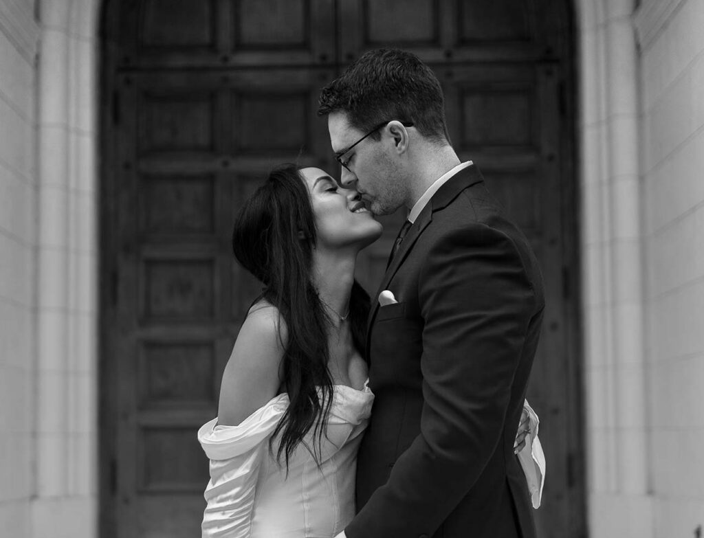 Black and white wedding film photographer