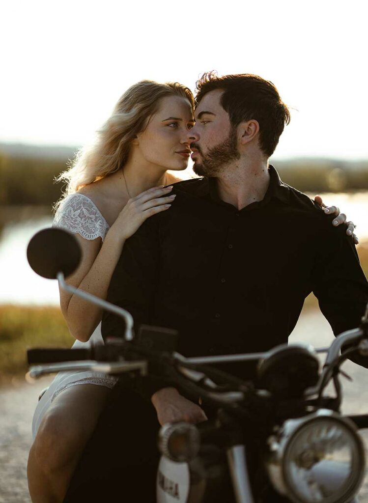 orlando engagement session with motorcycle